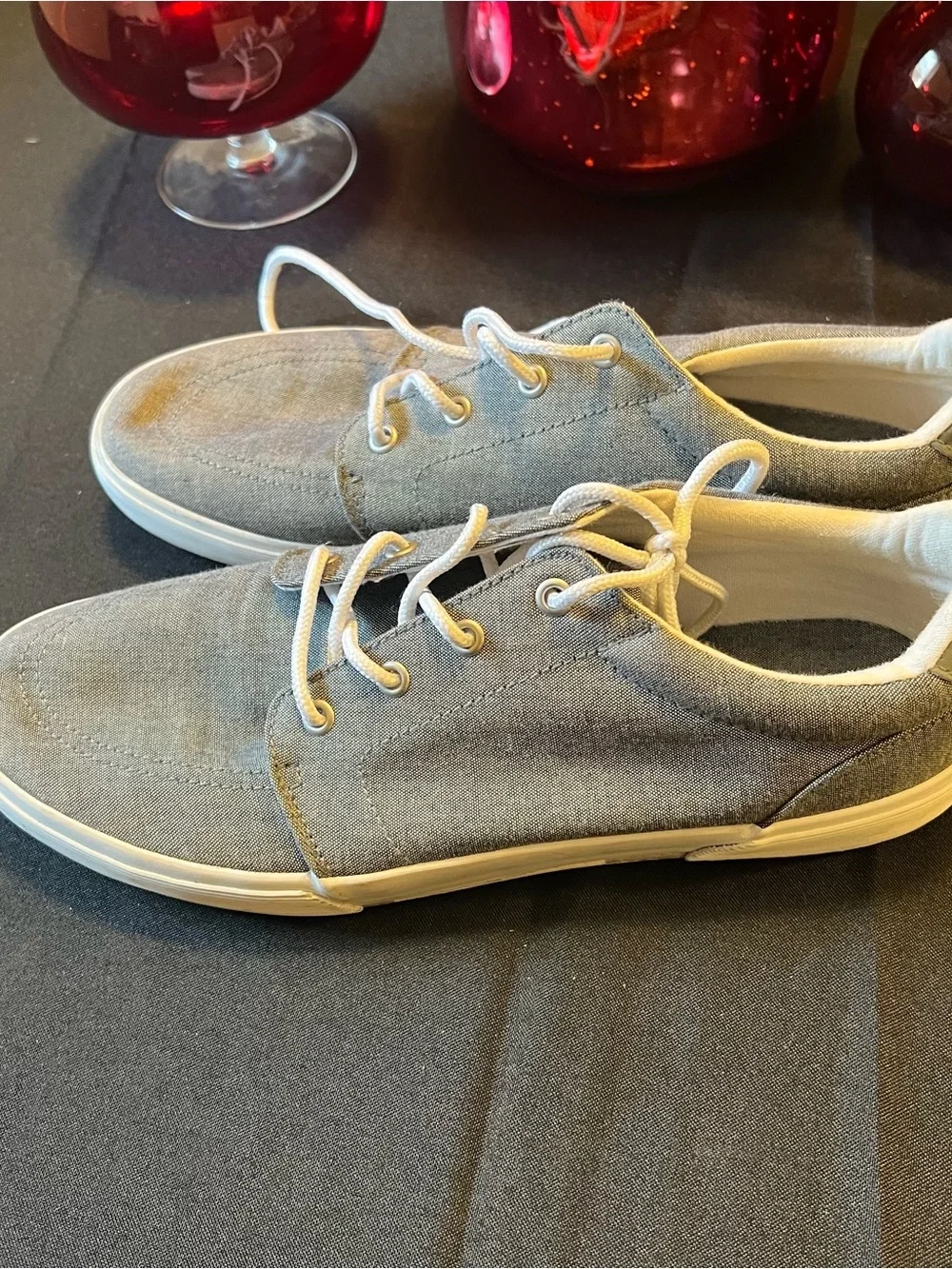 St. John's Bay Men's Light Gray Canvas Boat Shoes